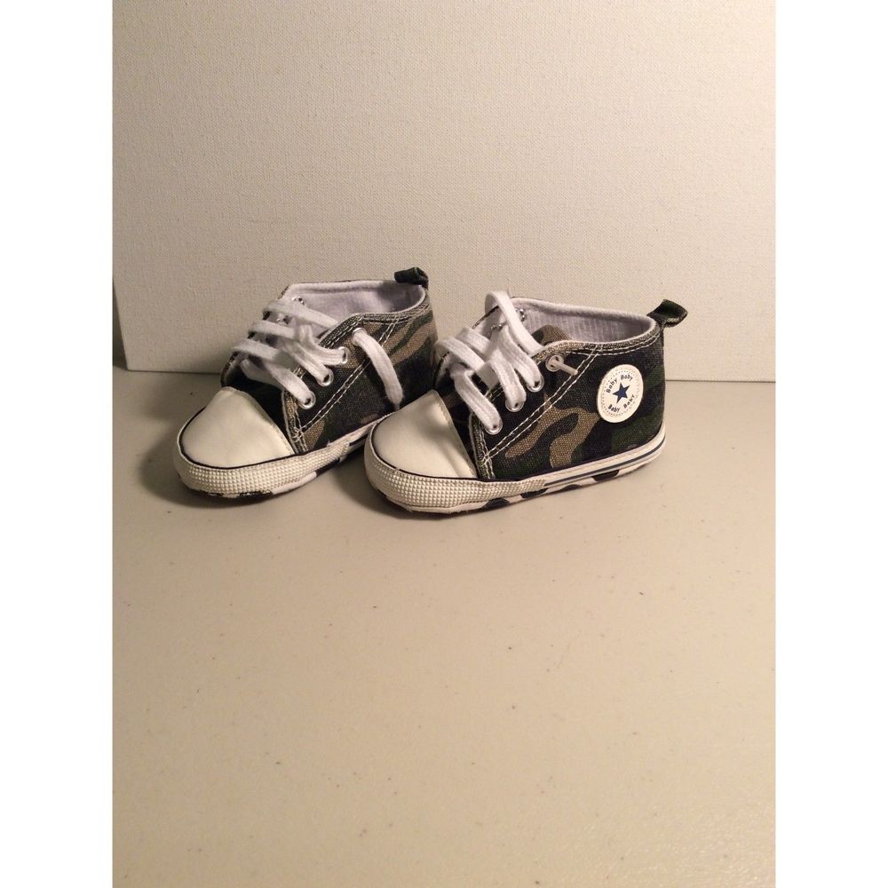 Infant Camo Green Lace Up Crib Shoes Sneaker Baby Infant Size 3